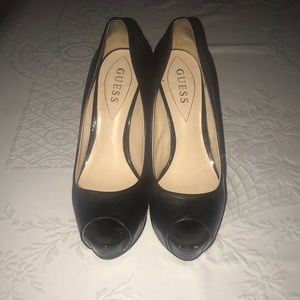 Guess black  peep toe leather heels